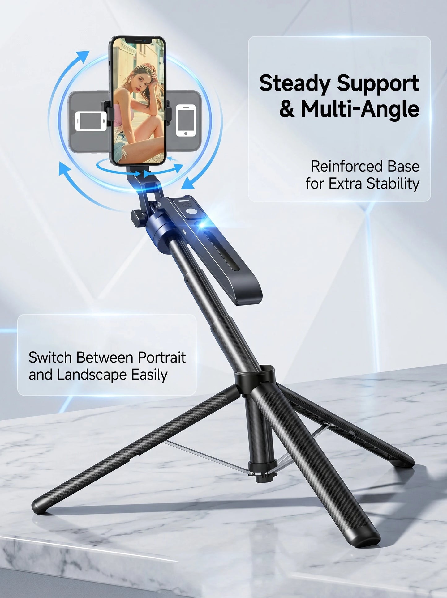 360° AI Face Tracking Gimbal Selfie Stick Tripod for Phone