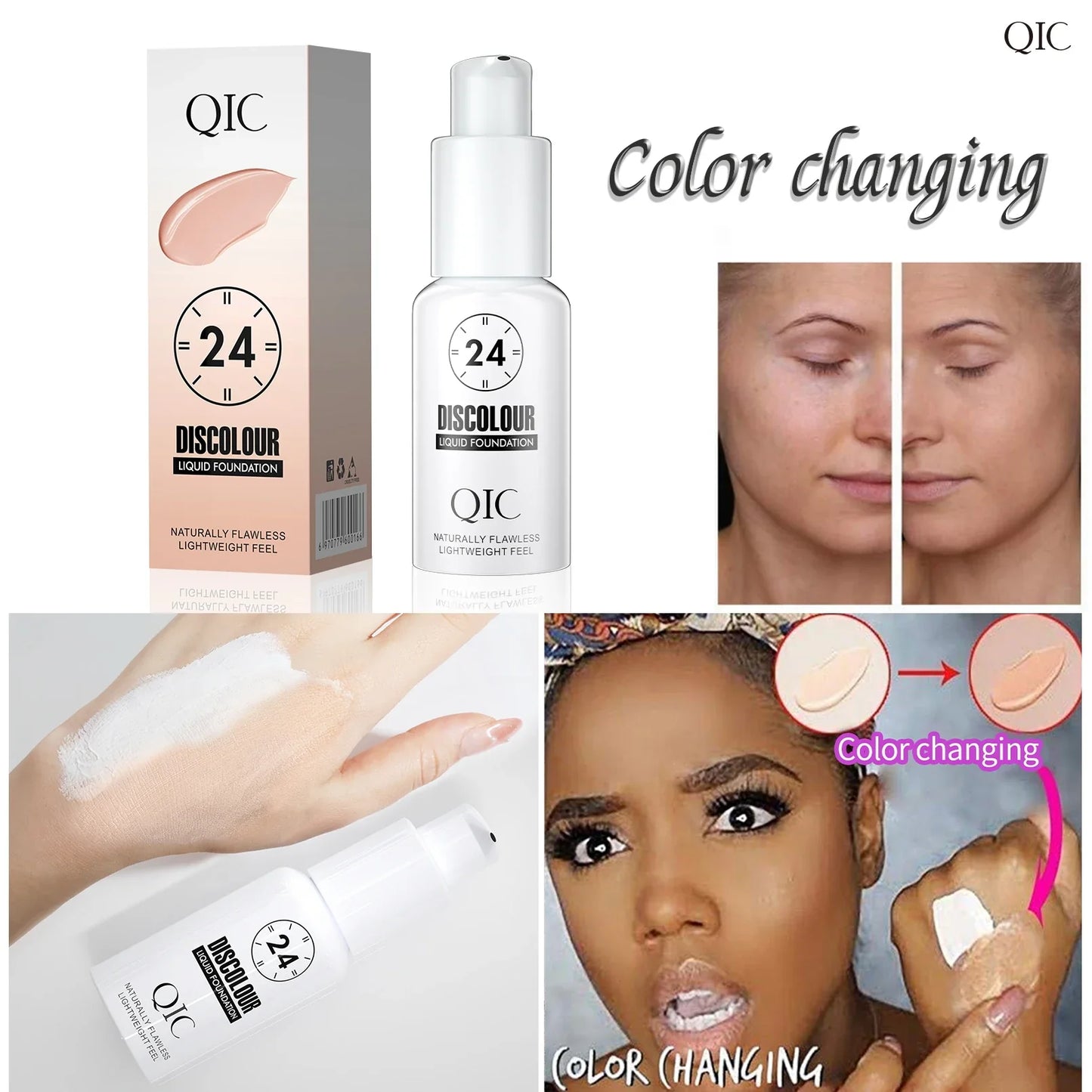 QIC 30ml Color-Changing Liquid Foundation – Full Cover Matte