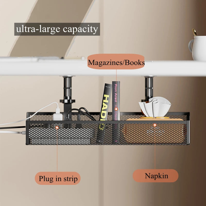 Under Desk Cable Management Tray | No-Drill Metal Organizer