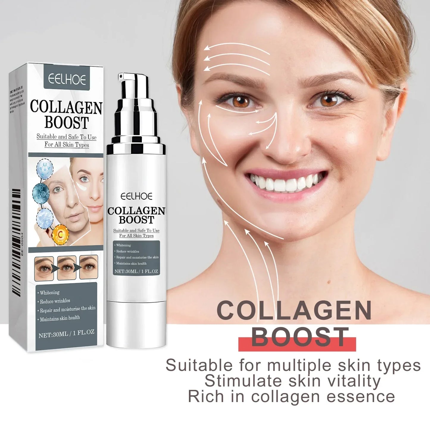 EELHOE Collagen Booster Face Cream Moisturizing Firming Skin Care for Women Reduces Wrinkles Fine Lines Hyaluronic Acid Skincare Peaceful Pleasures Health and Wellness