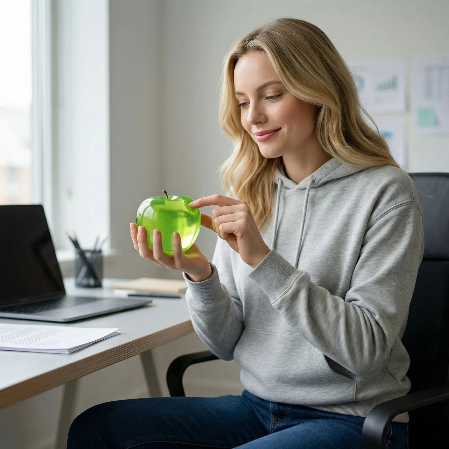Squishy Green Apple Fidget Toy – Slow Rebound Sensory Squeeze Ball