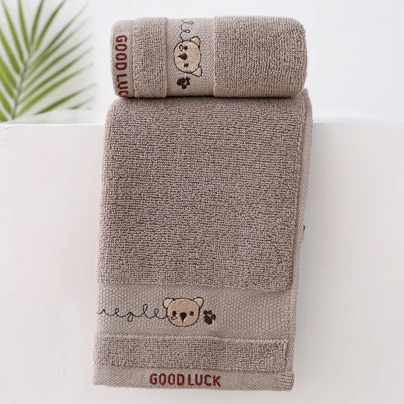Baby Cotton Bath Towel – Soft Cartoon Bear Washcloth for Newborns