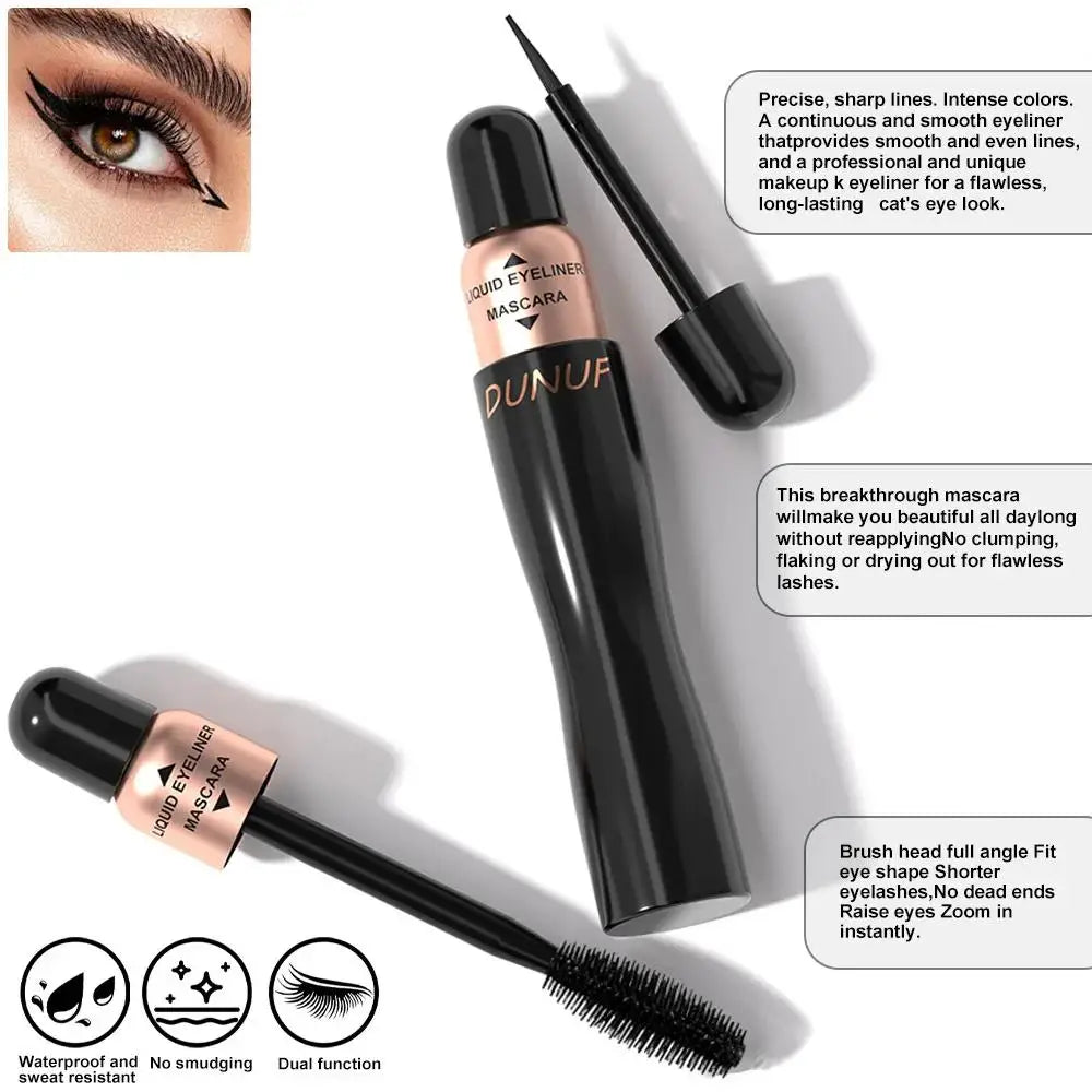DUNUF 2-in-1 Mascara & Eyeliner Kit – Waterproof Black
