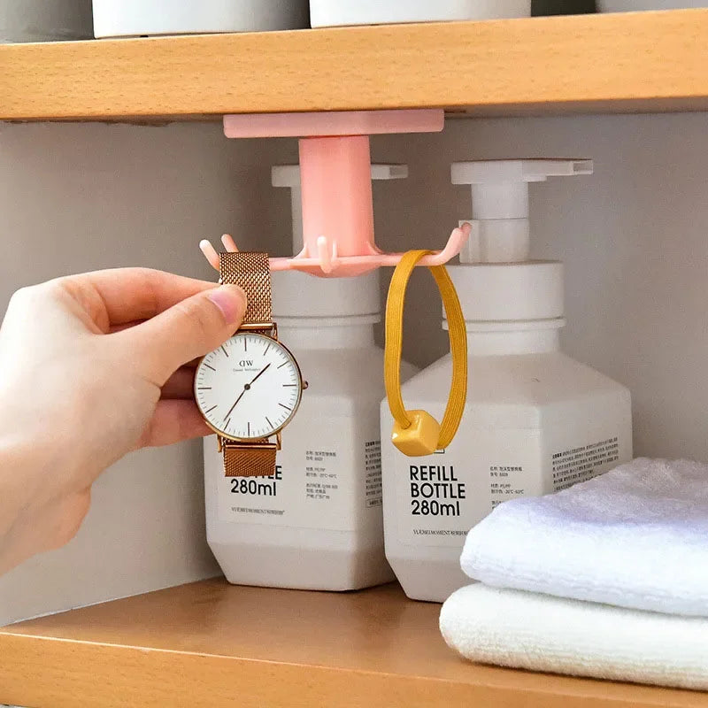 Kitchen Hooks Rotating Storage Rack Without Punching Wall-Mounted Kitchenware Supplies Gods Multifunctional Shelves Peaceful Pleasures Health and Wellness