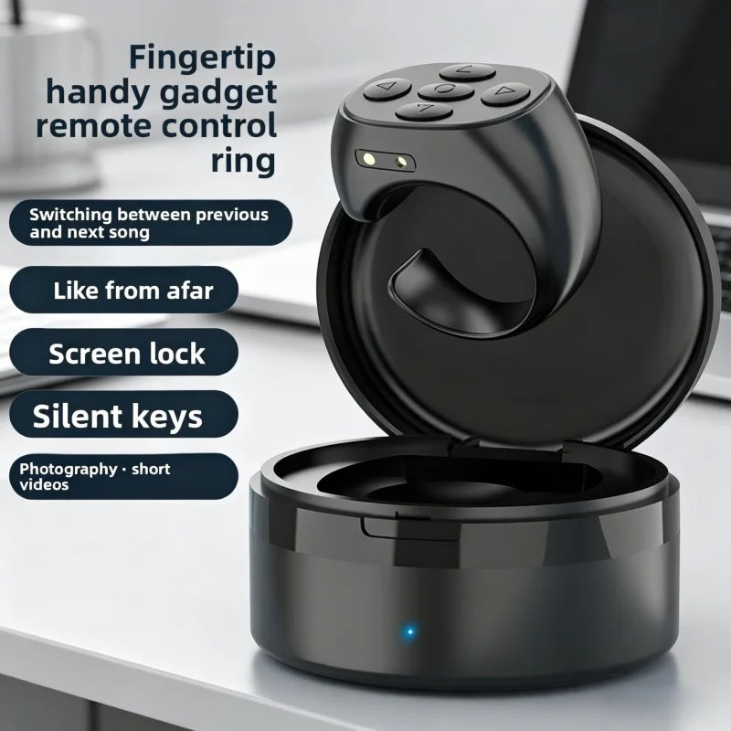 Bluetooth Ring Remote Selfie Shutter with Charging Case iOS Android