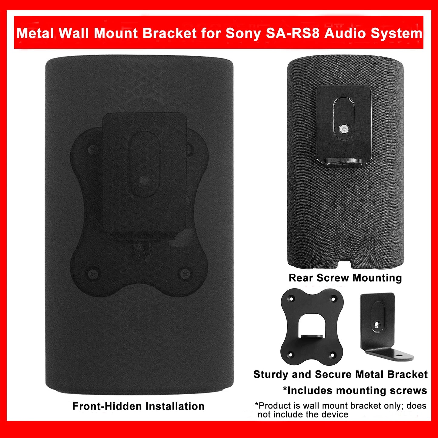 Load-Bearing Wall Mount Bracket For Sony SA-RS8 Speakers Rear Surround Sound& Bookshelf Speakers Metal Home Theater Accessory Peaceful Pleasures Health and Wellness