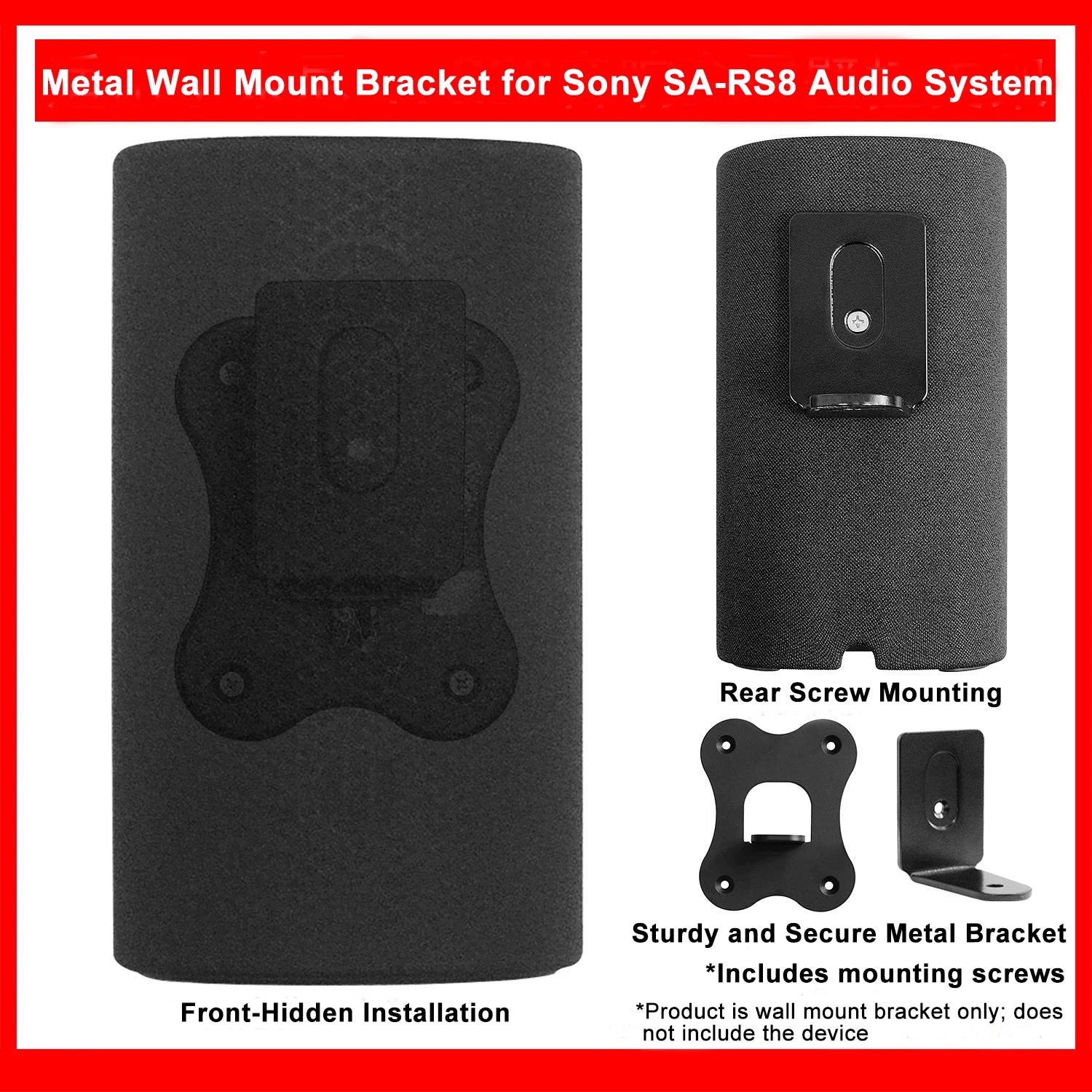 Load-Bearing Wall Mount Bracket For Sony SA-RS8 Speakers Rear Surround Sound& Bookshelf Speakers Metal Home Theater Accessory Peaceful Pleasures Health and Wellness