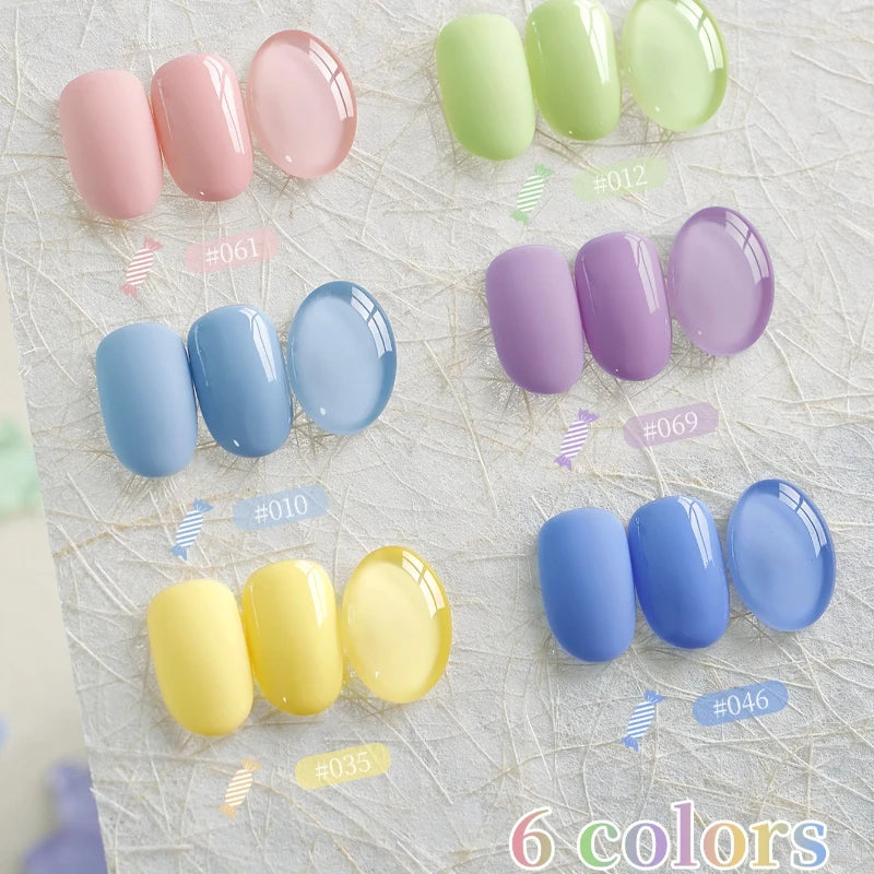 6-Color Macaron Gel Nail Polish Set | Pastel Candy Shades