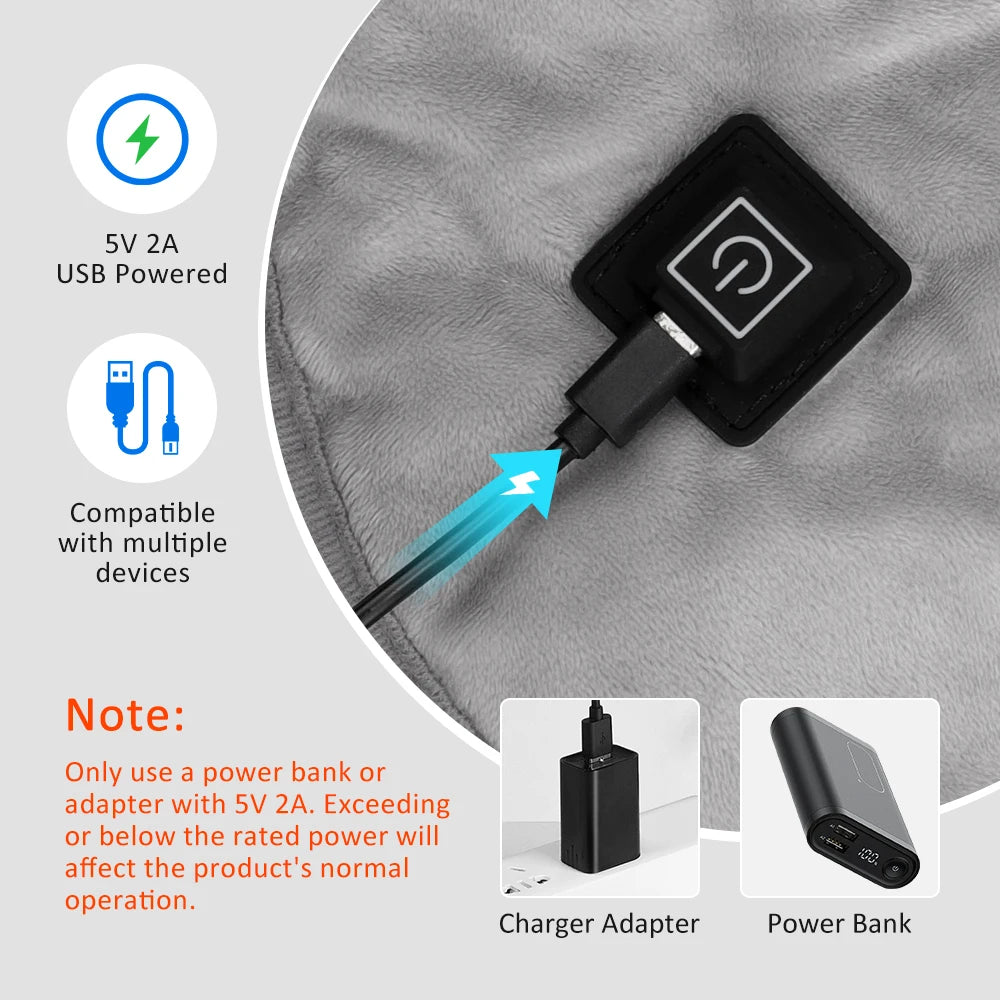 Neck and Shoulder Heating Pad Electric Hot Compress Shawl Back Wrap Home Office Abdomen Menstrual Warming Soft Mat Peaceful Pleasures Health and Wellness