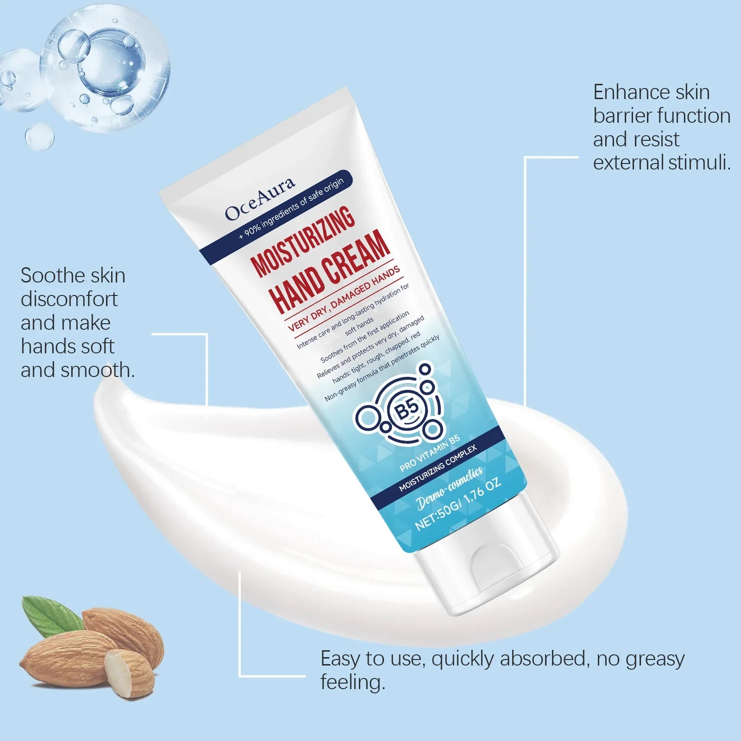 OceAura Vitamin E Hand Cream – Moisturizing & Brightening 50g