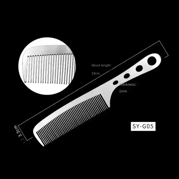 1PC Titanium Steel Comb Professional Salon Hair Hairdressing Anti-static Barbers Comb Ultra Thin Hair Brush for Men Peaceful Pleasures Health and Wellness G-05