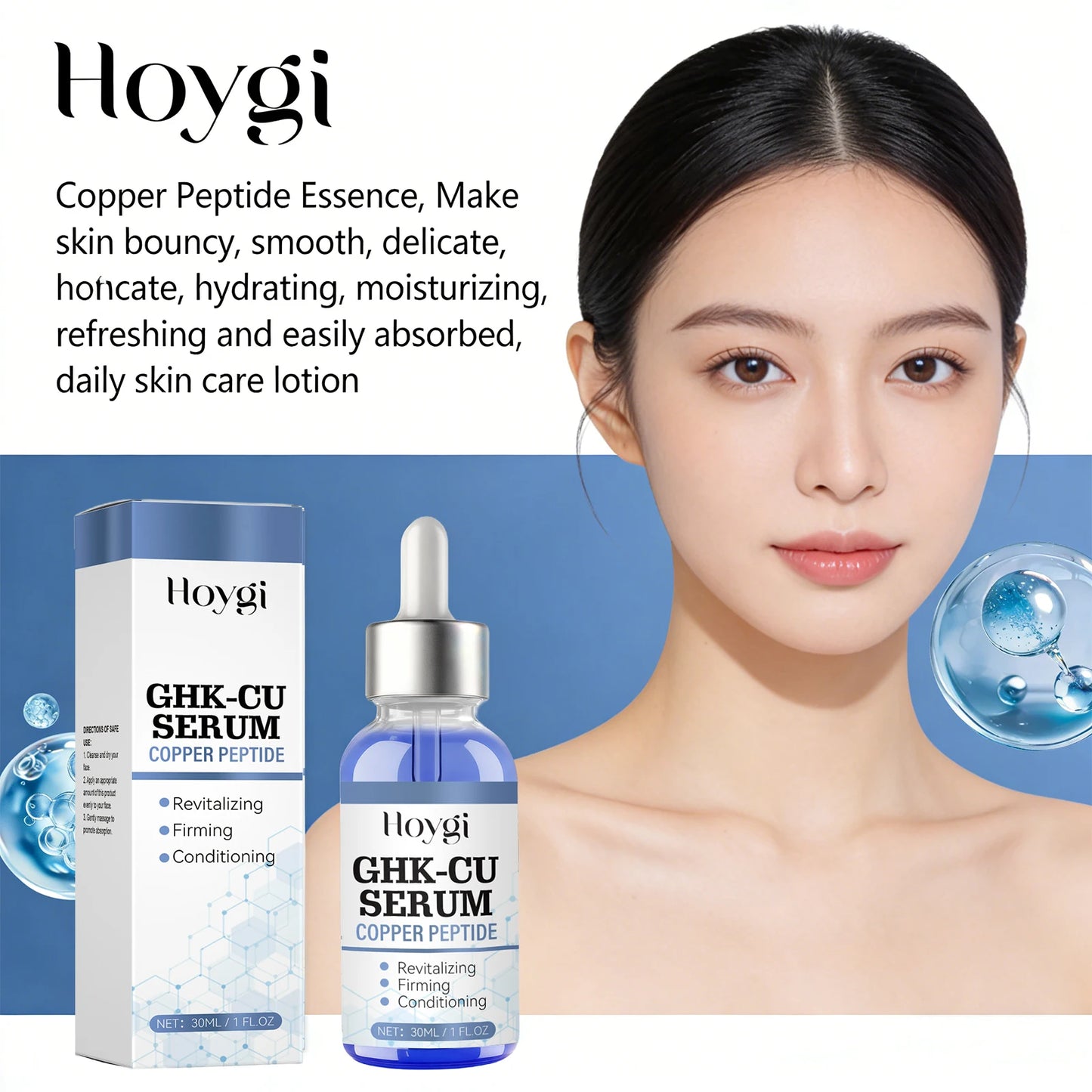 Copper Peptide Facial Serum Anti Wrinkle Remover Antioxidant Skin Rejuvenating Barrier Repair Brighten Skin Tone Skin Cosmetics Peaceful Pleasures Health and Wellness