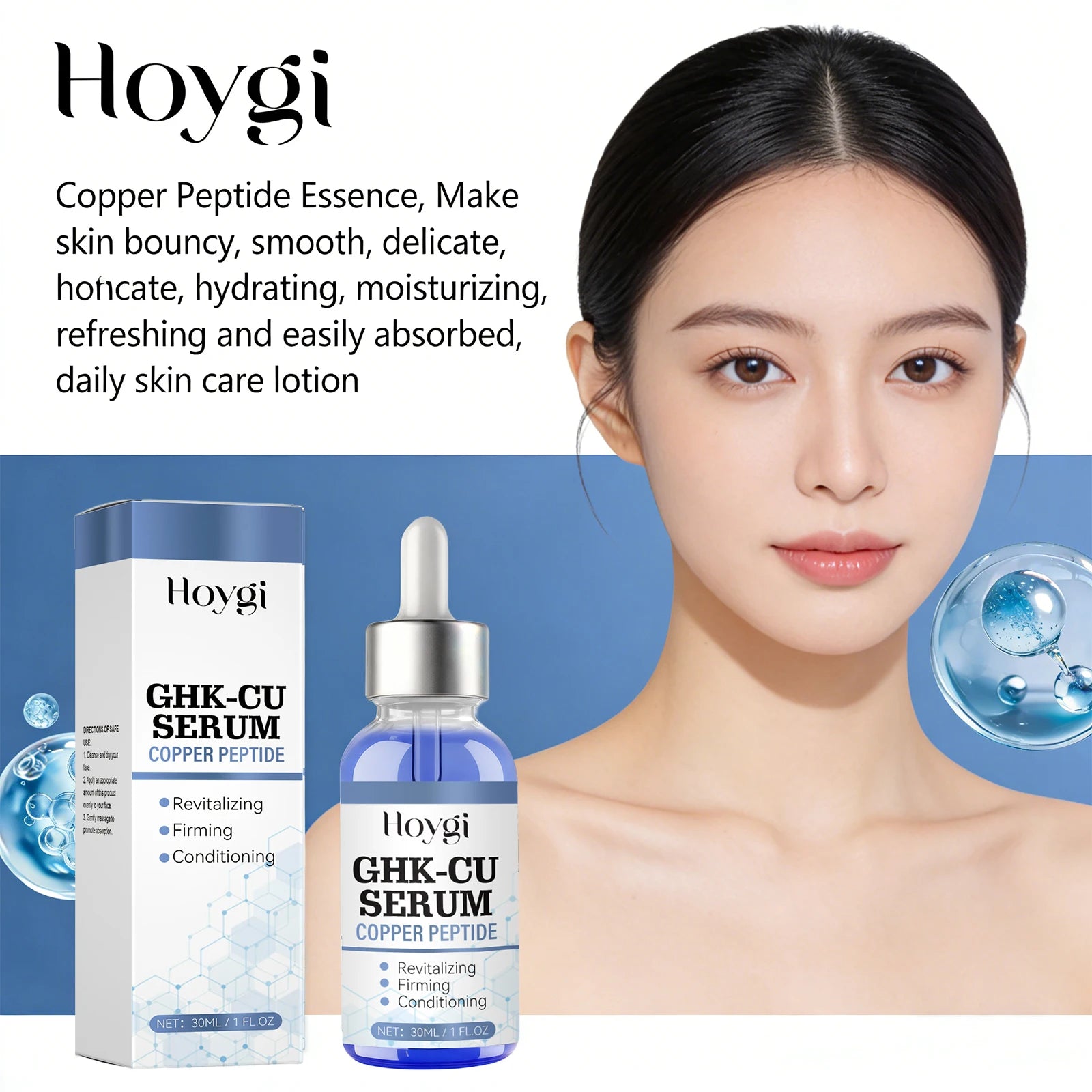 Copper Peptide Facial Serum Anti Wrinkle Remover Antioxidant Skin Rejuvenating Barrier Repair Brighten Skin Tone Skin Cosmetics Peaceful Pleasures Health and Wellness