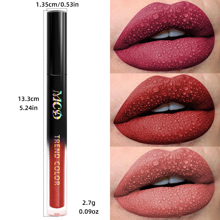 MCD 19-Shade Matte Velvet Liquid Lipstick – Waterproof Lip Glaze