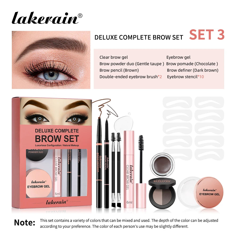 Double Ended Eyebrow Set With Brow Pencil,Brow Powder,Gel,Pomade Natural Color Shape Long Lasting Precise Outline Eye Brow Makeu Peaceful Pleasures Health and Wellness set 3