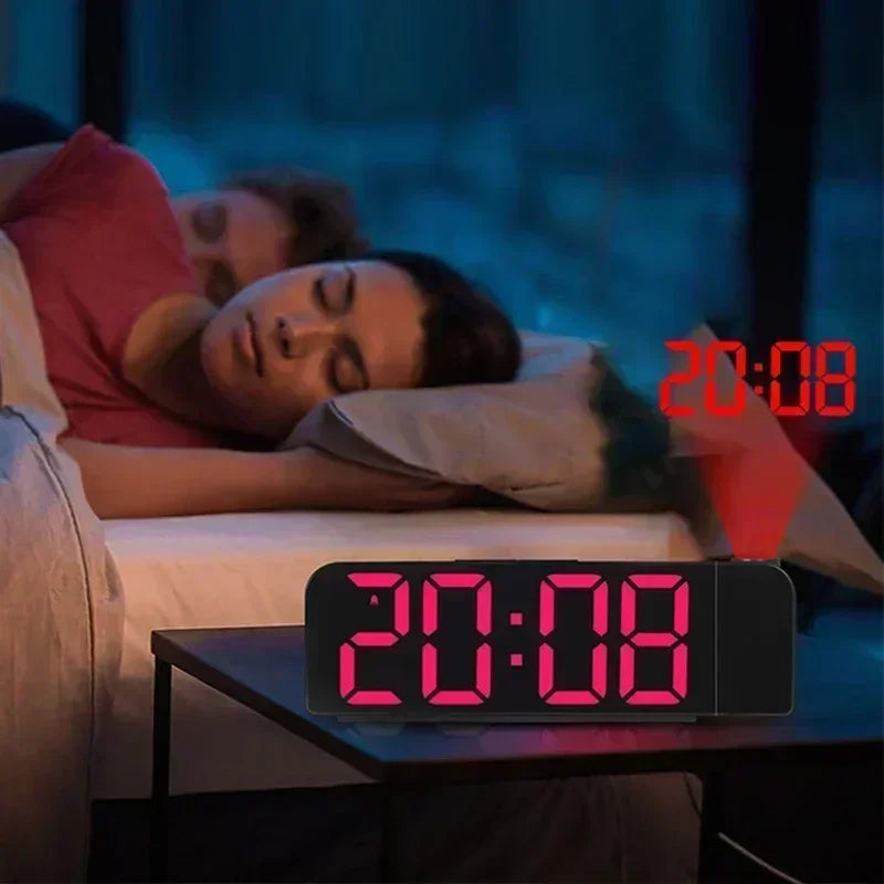 USB Powered Projection Alarm Clock TEMP Date Night Mode Power-off Memory Table Clock 2 Display Modes 12H/24H LED Digital Clock Peaceful Pleasures Health and Wellness