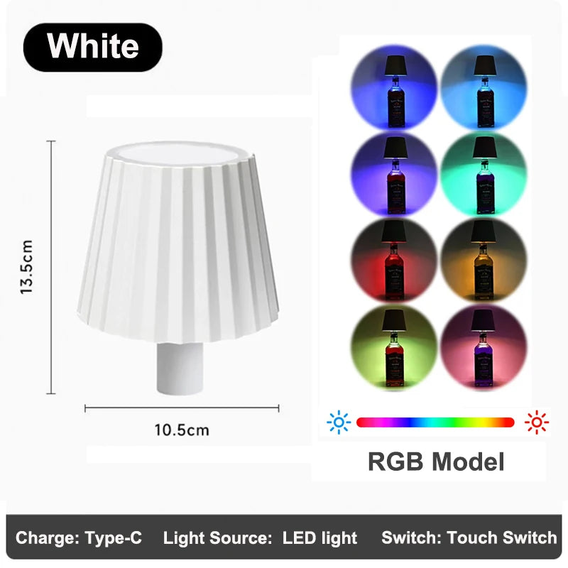 RGB Wireless Table Lamp For Wine Bottles LED Bottle Light For Outdoor Use Touch Control Ideal For Restaurant Bars Festival Party Peaceful Pleasures Health and Wellness Style A-RGB 0-5W