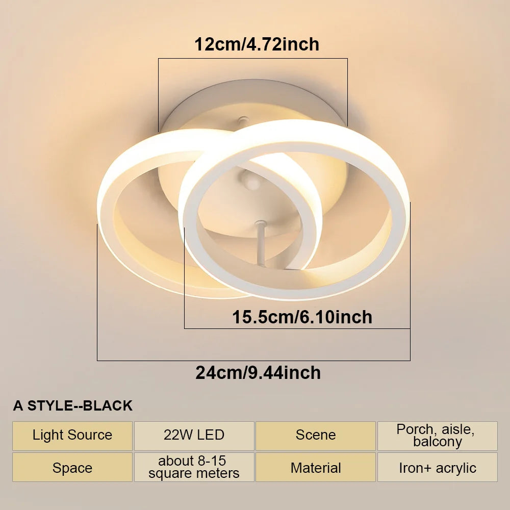 RUNTOIN 2-Ring LED Ceiling Light | Modern Minimalist Lamp