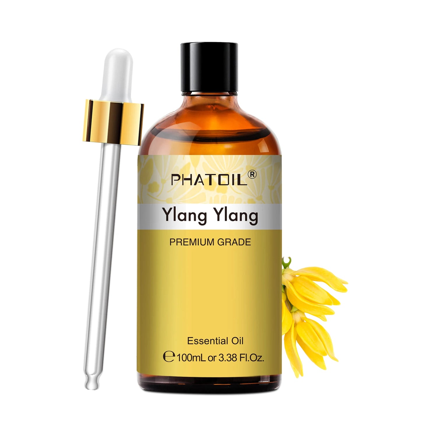 PHATOIL 100ml Aromatherapy Essential Oil-Lavender Rose Vanilla Eucalyptus Sandalwood Pine Needles for Diffuser,Candle Making Peaceful Pleasures Health and Wellness Ylang Ylang 100ML
