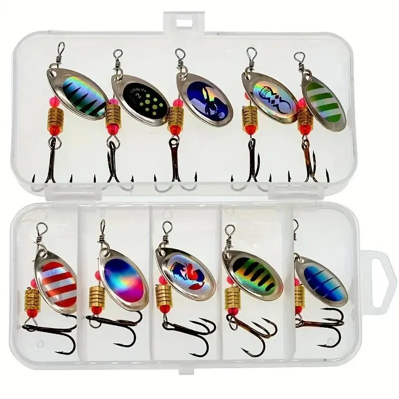 10pcs/1Set Metal Spoon Spinner Fishing Lure Spoonbait Crankbaits Wobblers Bait For Bass Pike Crochet Freshwater Fishing Peaceful Pleasures Health and Wellness Random glitter