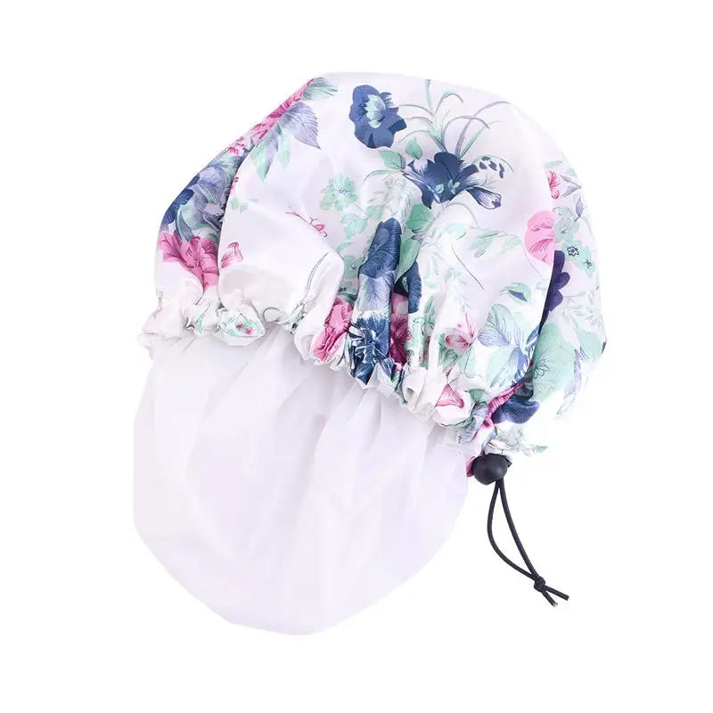 Printed Reusable Shower Cap, 1 Piece Waterproof Elastic Shower Cap, Double Layer Shower Cap For Bathroom Peaceful Pleasures Health and Wellness