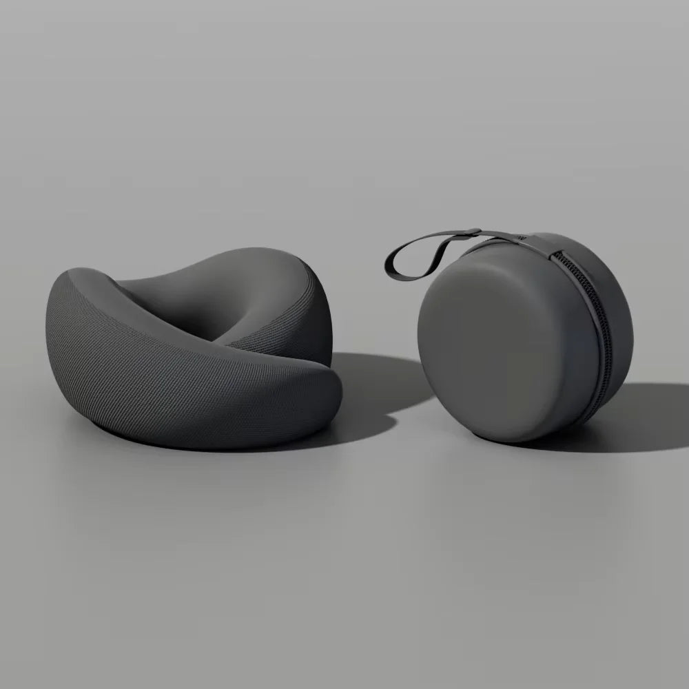 U-Shaped Neck Pillow Neck Support Slow Rebound Adjustable Travel Neck Pillow Washable Memory Foam Sleep Nap Pillows Travel Use Peaceful Pleasures Health and Wellness Black With Box
