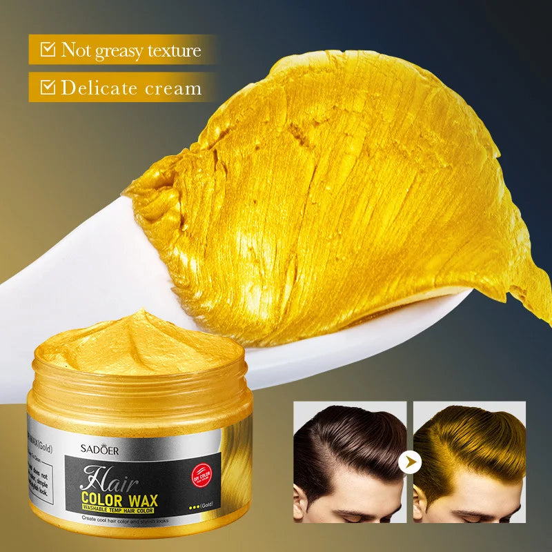 SADOER Hair Colour Wax Easy To Wash DIY Hairs Dyed Mud Long Lasting Dye for Eyebrow Beards Coloring Temporary Hair Cream Peaceful Pleasures Health and Wellness
