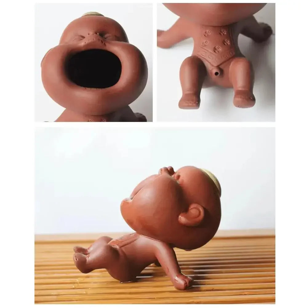 Creative Purple Clay Urinating Boy Tea Pet Fun Peeing Doll Multifunctional Home Tea Tray Kung Fu Tea Set Unique Gift Decor Peaceful Pleasures Health and Wellness