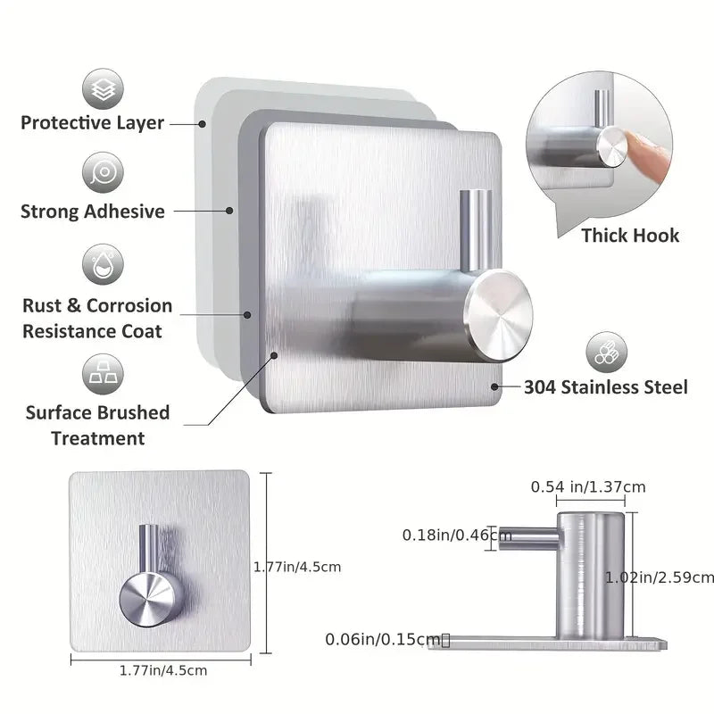Heavy-Duty Stainless Steel Wall Hooks | Waterproof 6/7 Pack