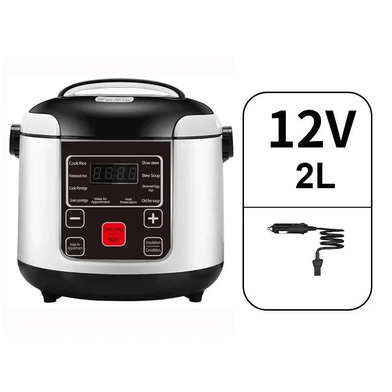 URGGU 2L Portable Car Rice Cooker 12V/24V Electric Multi-Cooker