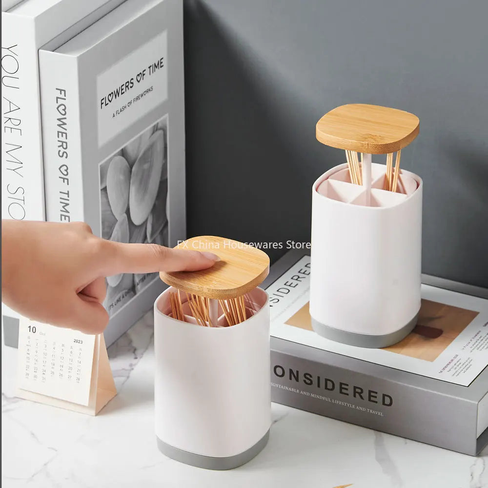 Household creative press-type toothpick box large-capacity grid toothpick tube simple personality toothpick storage tube Peaceful Pleasures Health and Wellness