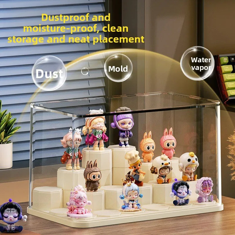 Modular Blind Box Display Case - Clear Dust-Proof Showcase for Anime Figures Customizable DIY Shelving System Multi-Size Options Peaceful Pleasures Health and Wellness