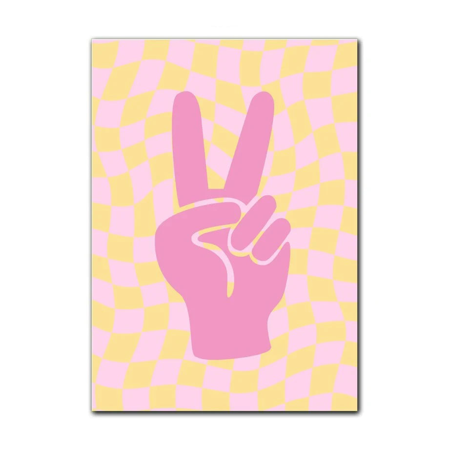 Abstract Danish Pastel Canvas Wall Art | Purple Smiley Flower
