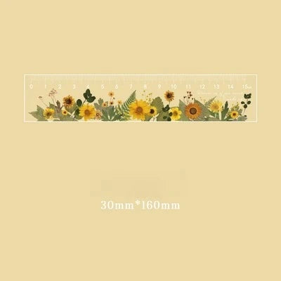 Acrylic Ruler Minimalist Style Plant Flowers Student Stationery Ruler for Measurement Peaceful Pleasures Health and Wellness C