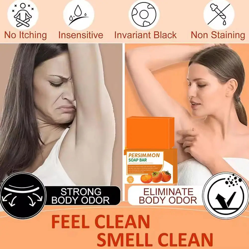 Hand Made persimmon soap bar Body Cleaning Lightening Dark Underarm Leg Body Cleansers Brightening Face Soap Tender Skin Care Peaceful Pleasures Health and Wellness