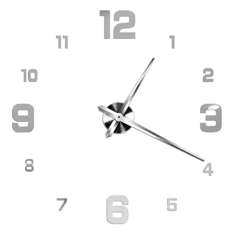 Large 3D DIY Acrylic Wall Clock – Luminous, Frameless, Adjustable Size for Living Room & Home Decor