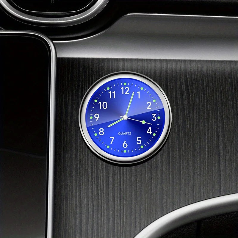 1pc Glow Decorative Car Clock Mini Quartz Watch for Car Decoration Peaceful Pleasures Health and Wellness Blue