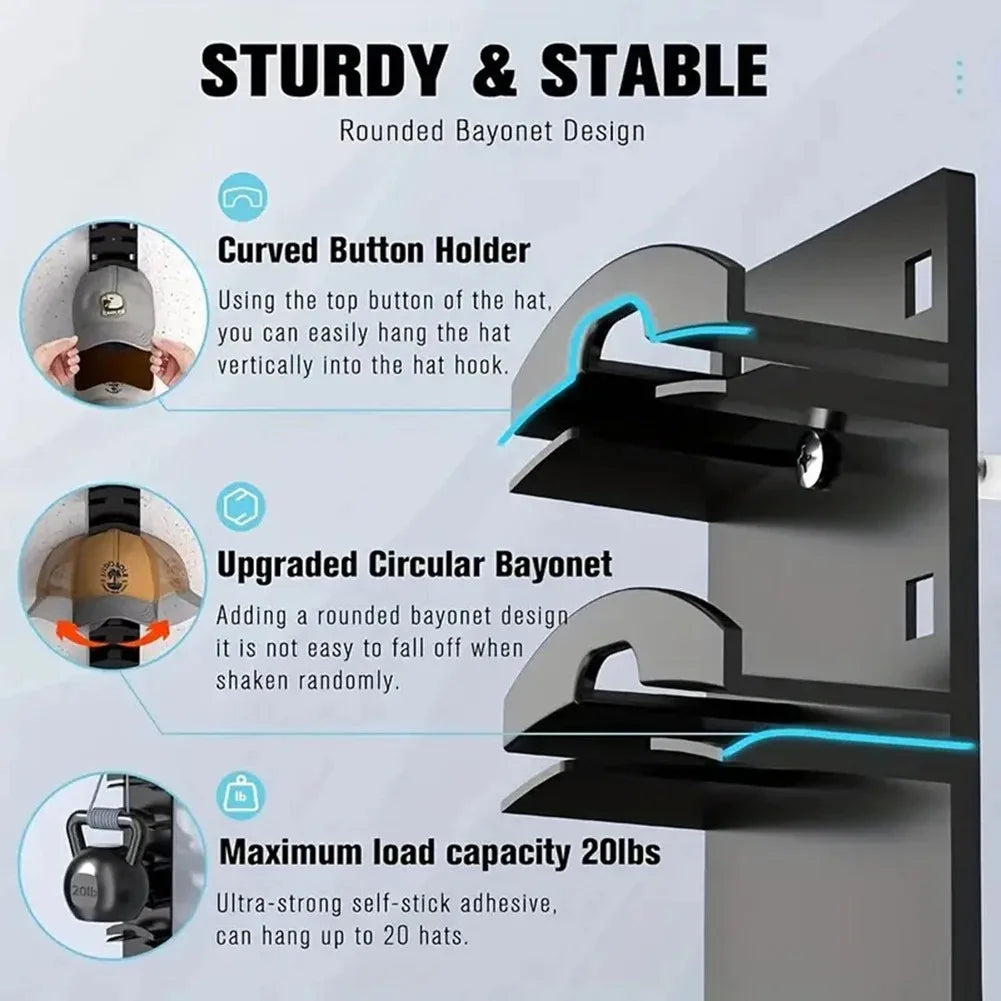 Rotating 10-Grid Baseball Cap Organizer – Wall Hat Rack