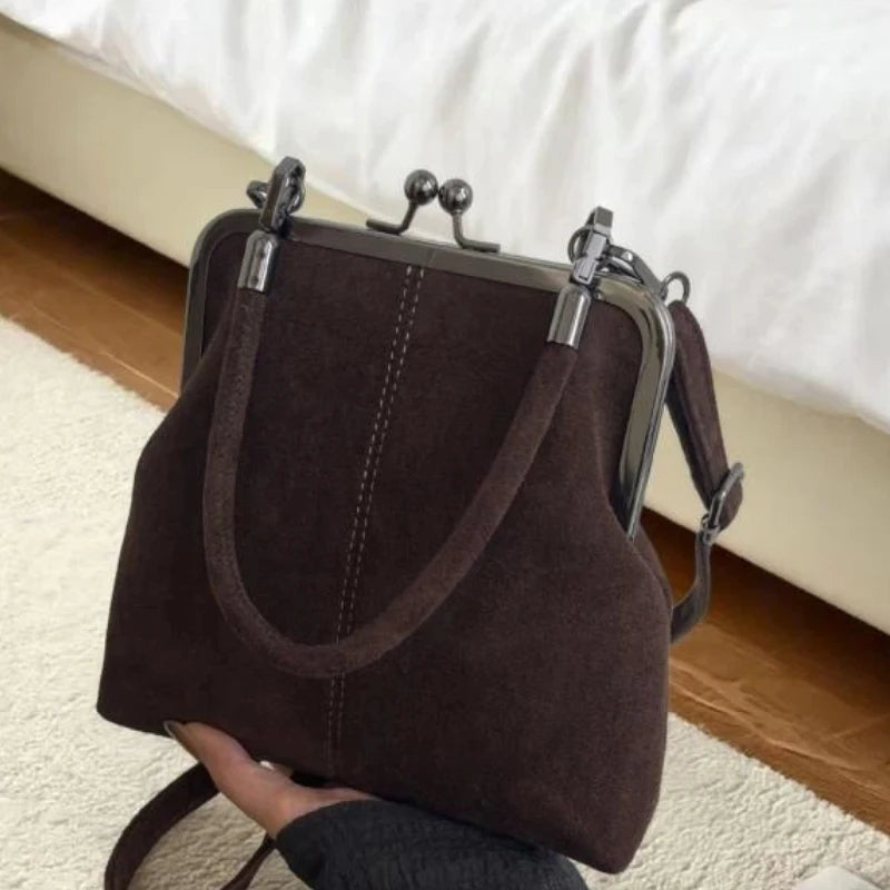 Retro Frosted Faux Suede Crossbody Bag | Large Capacity Clutch