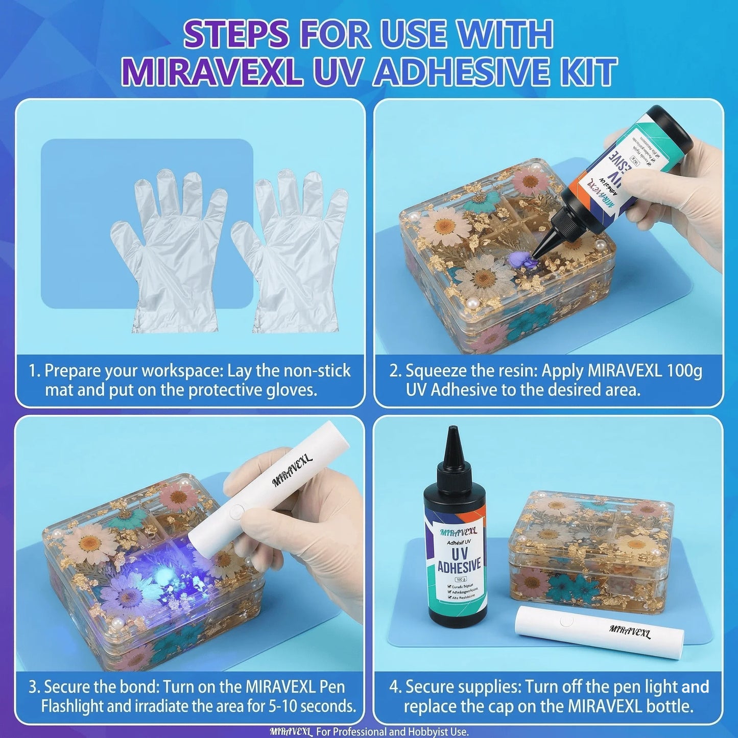Upgraded UV Resin Kit with USB Light Fast Curing Clear UV Glue Flashlight Welding Seconds Bonding Glass Jewelry Repair Peaceful Pleasures Health and Wellness