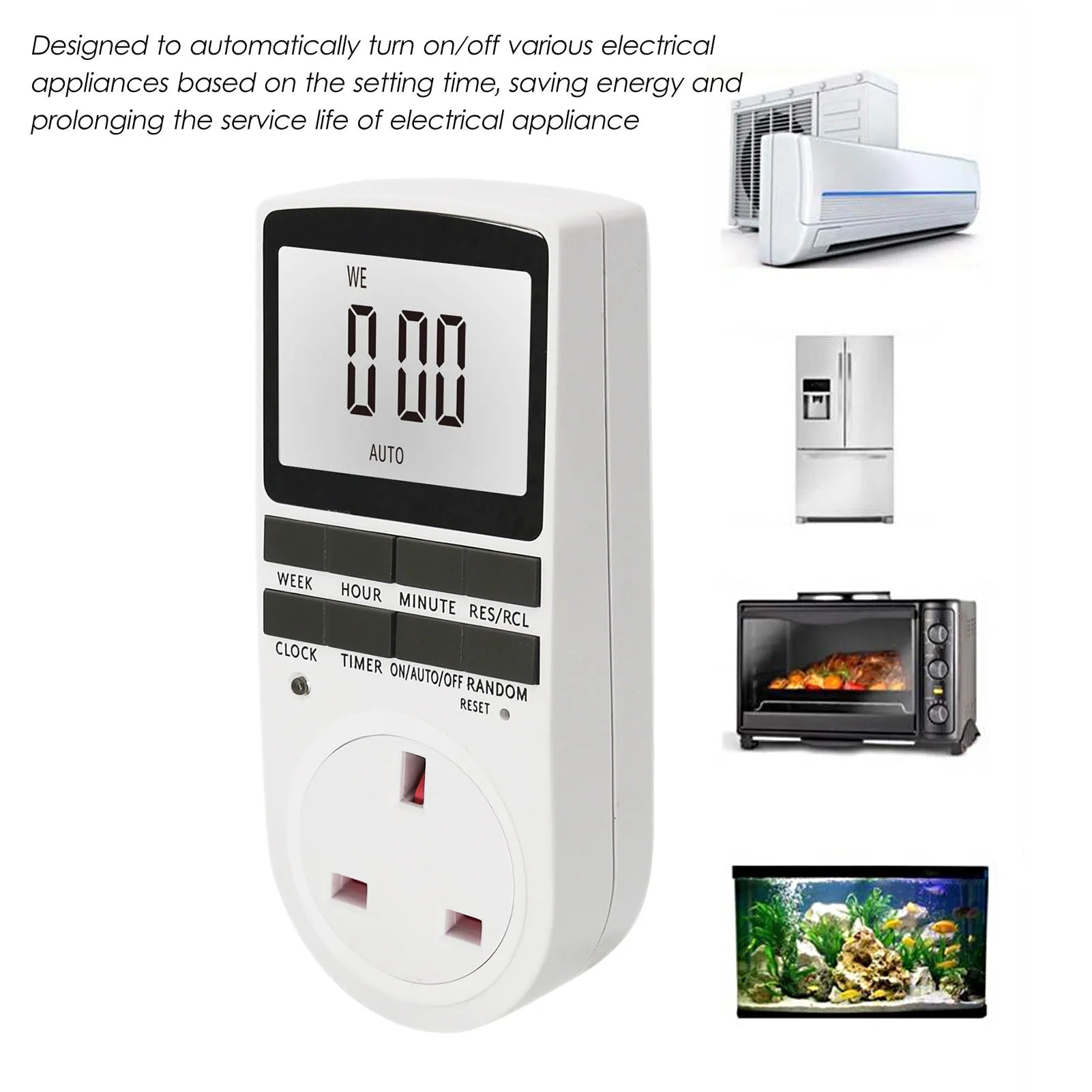 Digital Timer Switch Socket Digital Electronic Timer Switch LCD Display Plug in Programmable Time Switch Energy Peaceful Pleasures Health and Wellness