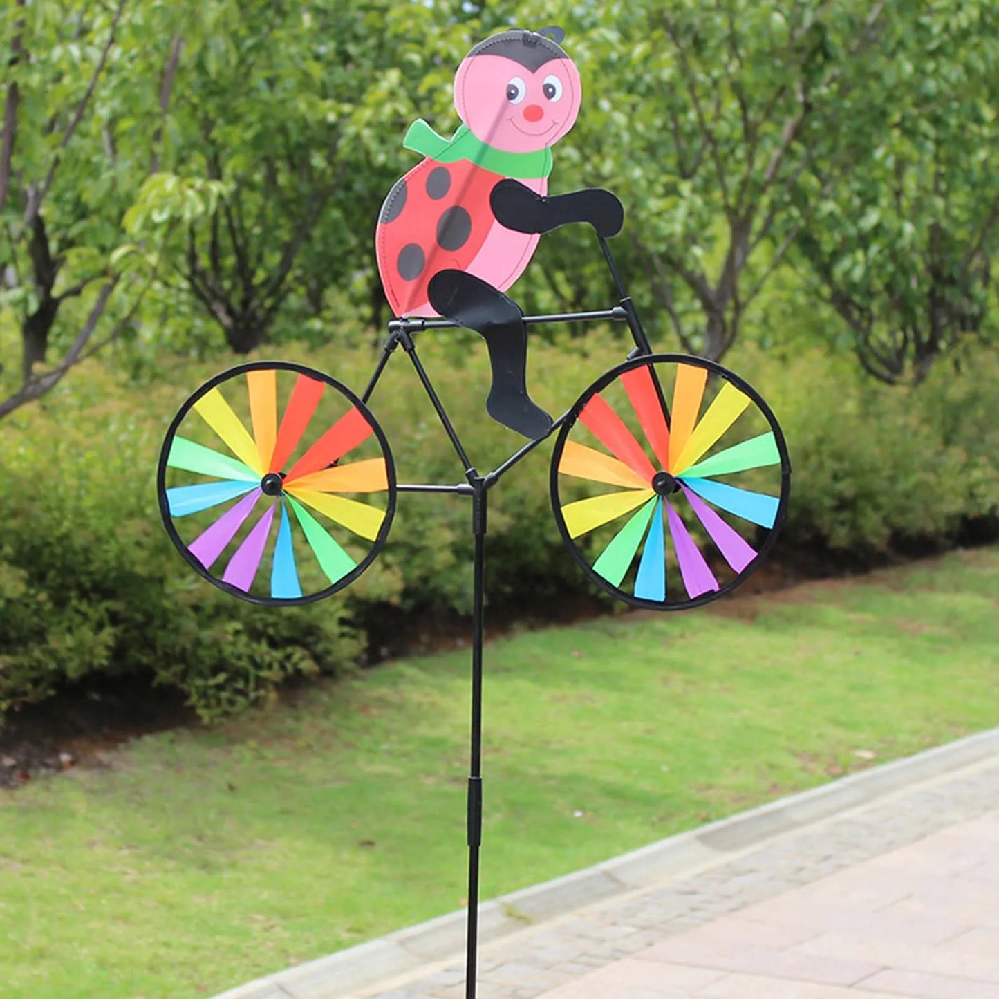Cute 3D Animal on Bike Windmill Garden Lawn Yard Decor Wind Spinner for Holiday Garden Decoration Peaceful Pleasures Health and Wellness