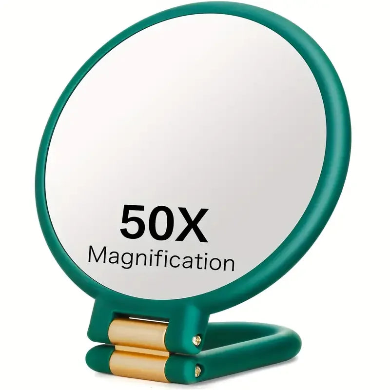 Dual-Sided 1X/50X Magnifying Makeup Mirror | Portable Handheld