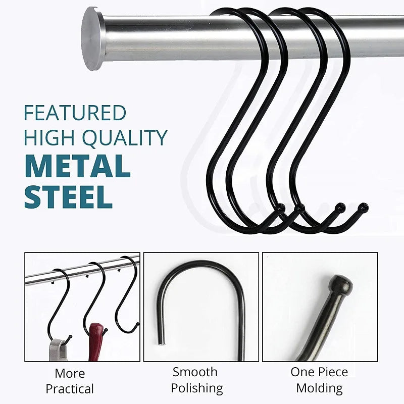 10-Pack Heavy Duty Stainless Steel S-Hooks for Kitchen & Home