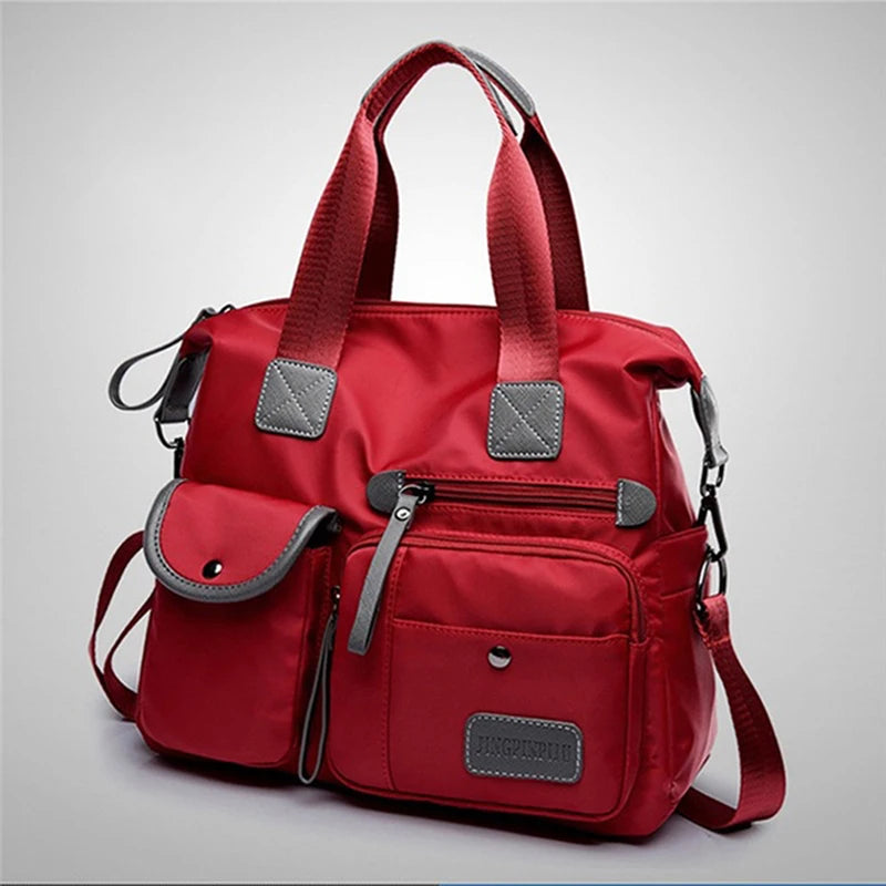 Tote Bag forLadies Fashion Nylon Waterproof Casual Shoulder Mummy Bag Large Capacity Messenger Bags Peaceful Pleasures Health and Wellness wine red