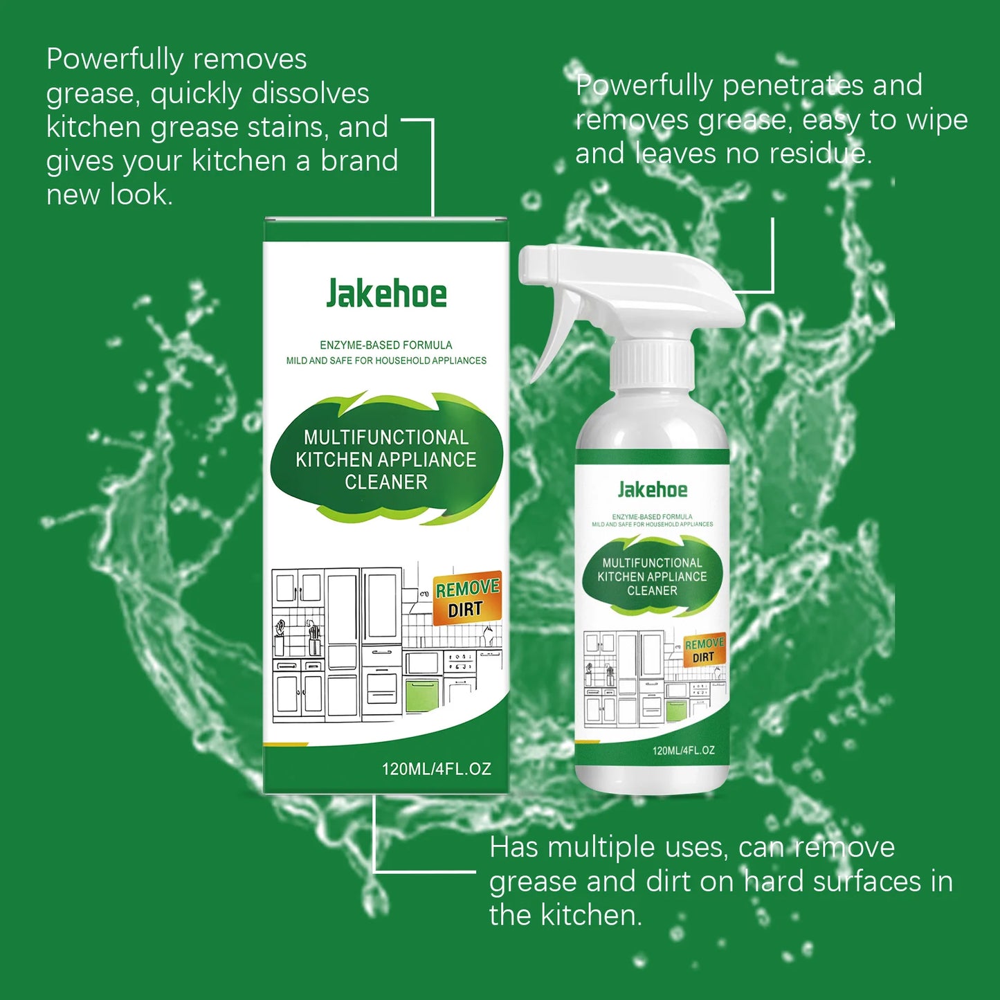 JAKEHOE 120ml Heavy Duty Kitchen Degreaser Multipurpose Cleaner
