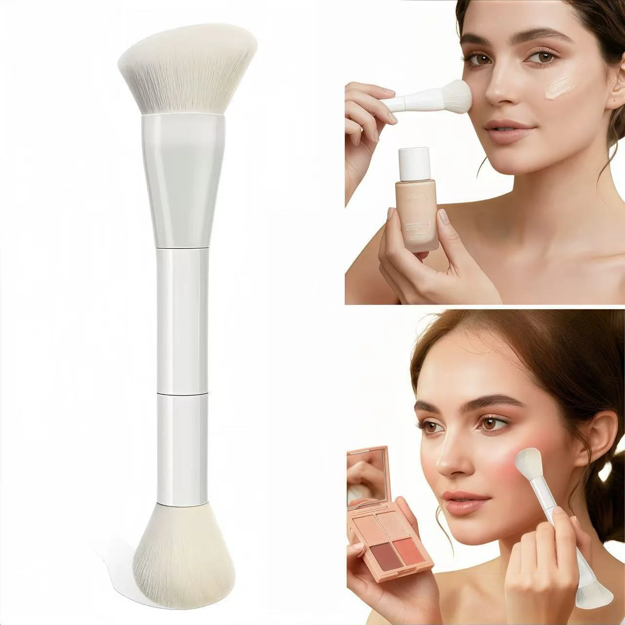 Dual-Ended Foundation Brush Double-Ended Powder Blush Concealer Brush Contour Brush Blush Brush Makeup Brush Professional Peaceful Pleasures Health and Wellness