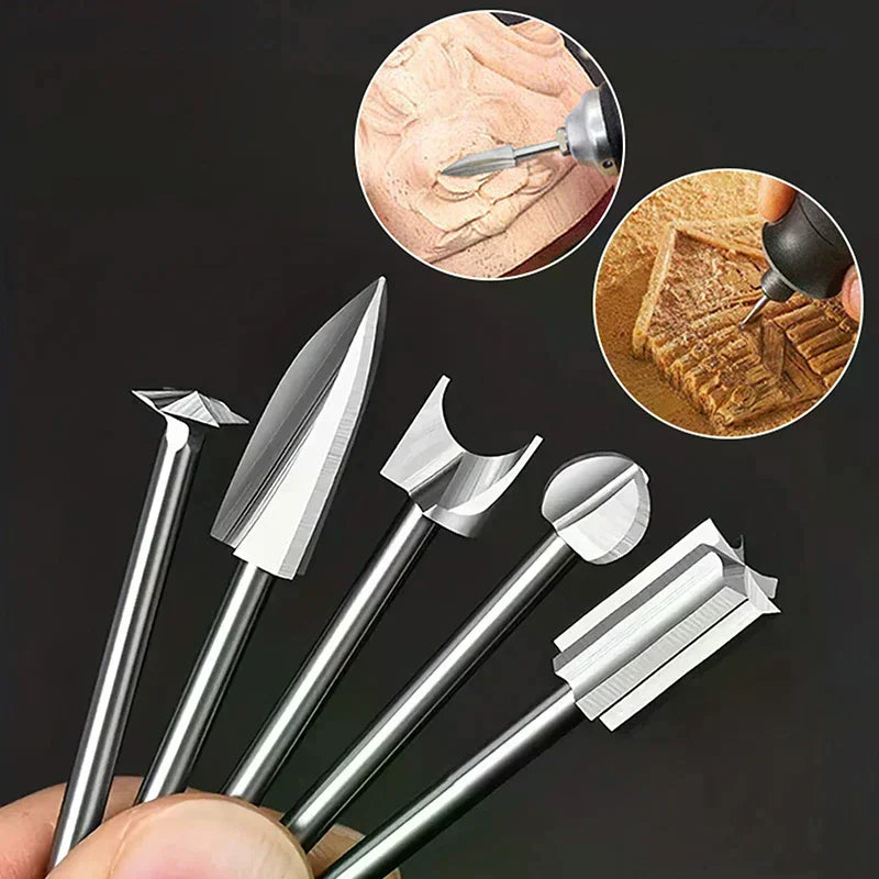 5/6 Pcs Wood Carving Drill Bits Set | 3mm Shank Rotary Tool