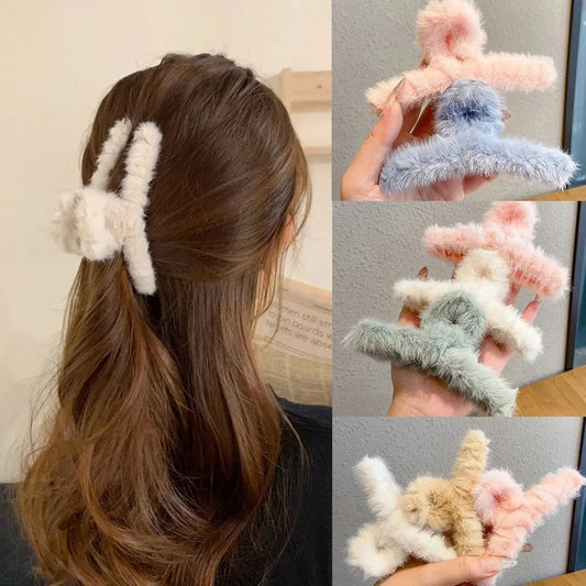 Fluffy Faux Fur Big Crab Hair Claw Clips for Women & Girls Hair Claw Clip Peaceful Pleasures Health and Wellness