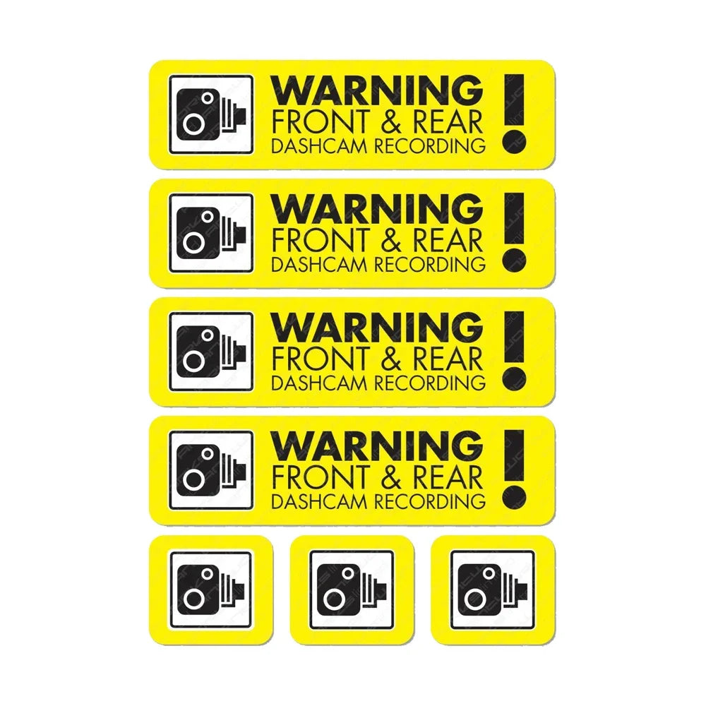 Pack of 7 ash Cam Recording Stickers CCTV In Car Video Camera Decal Sticker PRINTED Peaceful Pleasures Health and Wellness